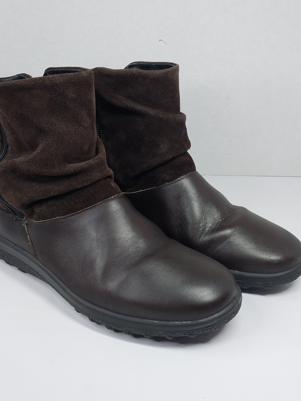 Hotter Whisper GTX Brown Leather Suede Women Size 6 Comfort Zipper Ankle Boots